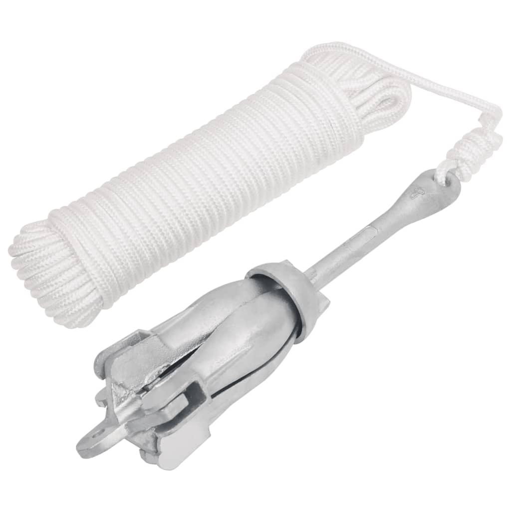 Folding Anchor with Rope Silver 13.2 lb Malleable Iron at Set Shop and Smile