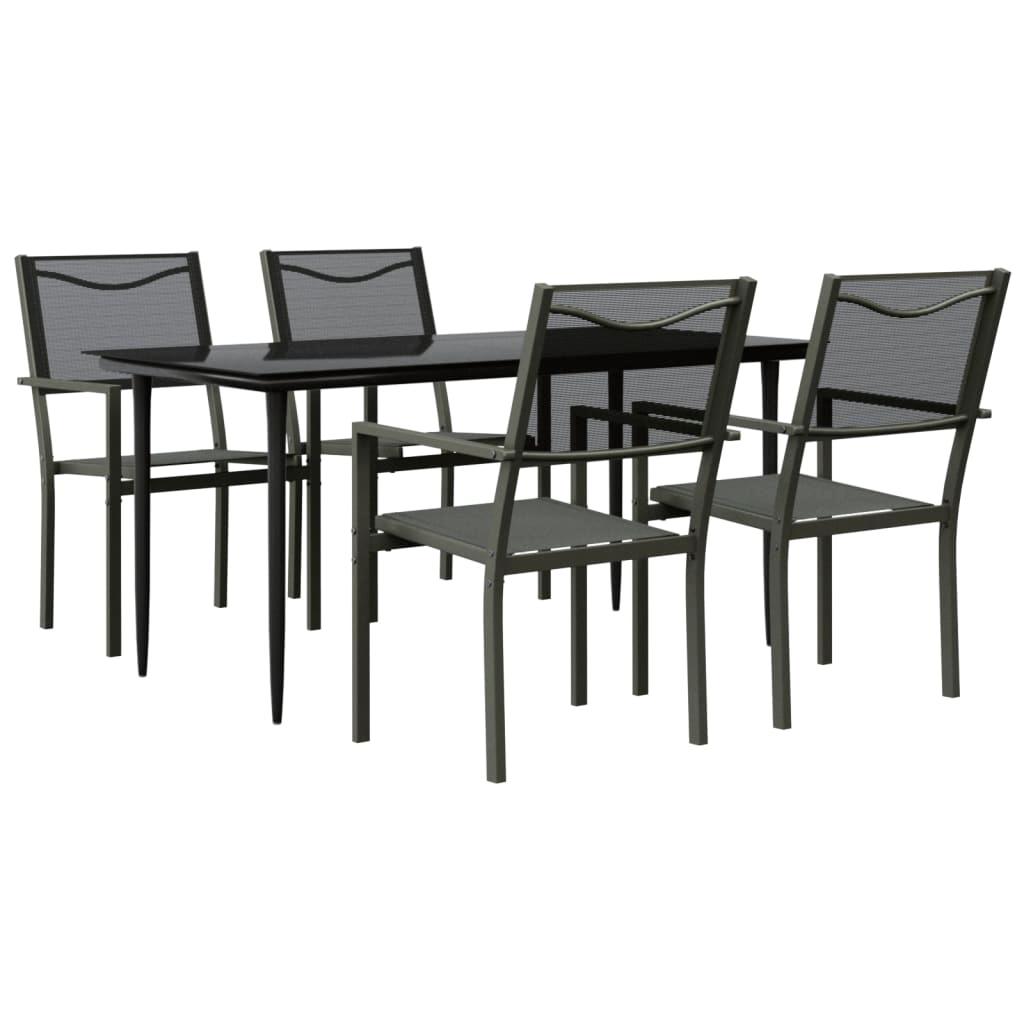 5 Piece Patio Dining Set Black Steel and Textilene at Set Shop and Smile