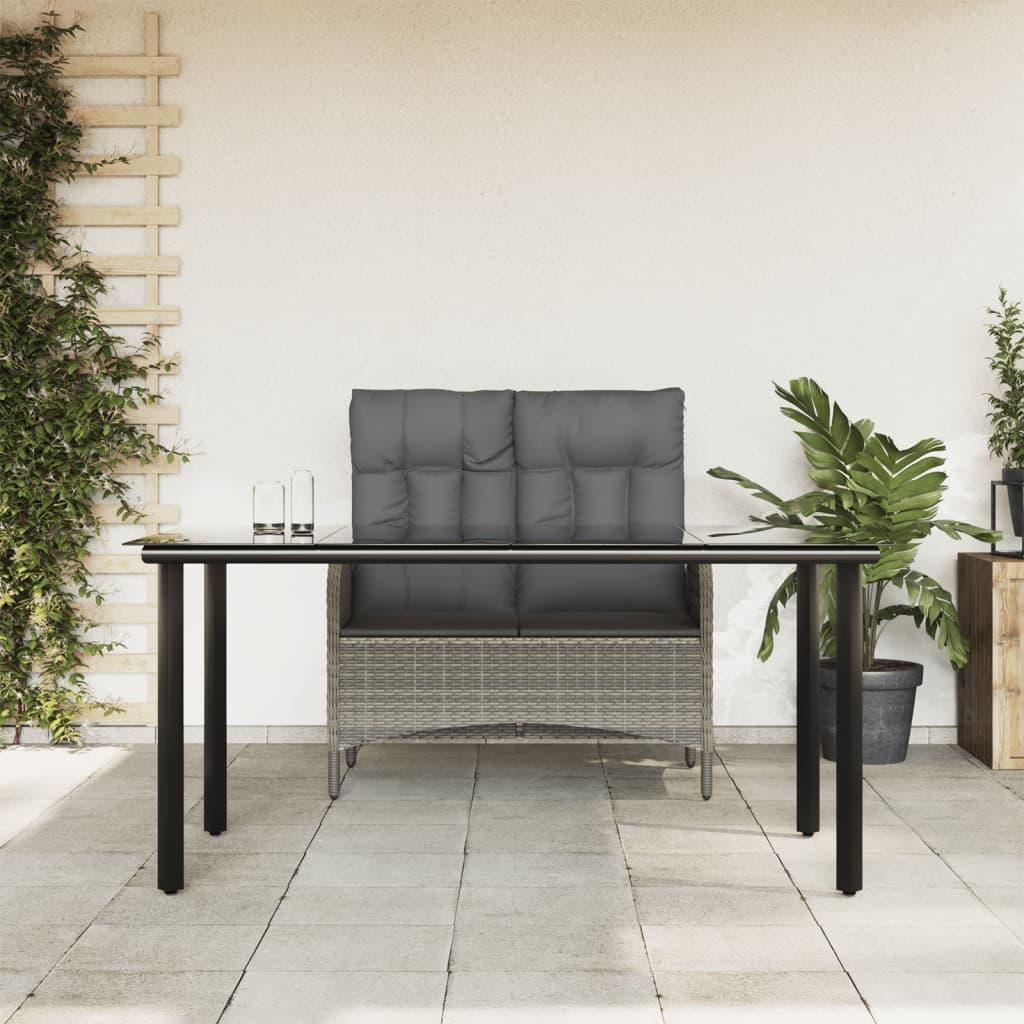 2 Piece Patio Dining Set with Cushions Gray Poly Rattan at Set Shop and Smile