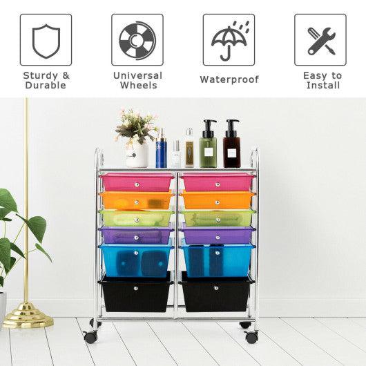 12 Drawers Rolling Cart Storage Scrapbook Paper Organizer Bins-Multicolor at Set Shop and Smile