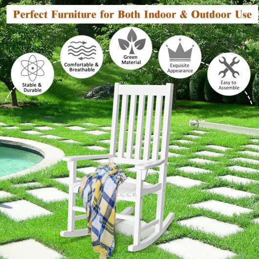 Indoor Outdoor Wooden High Back Rocking Chair-White at Set Shop and Smile