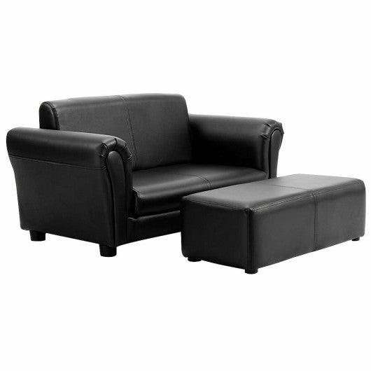 Black/White Kids Double Sofa with Ottoman-Black at Set Shop and Smile