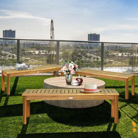 52 Inch Outdoor Acacia Wood Dining Bench Chair at Set Shop and Smile