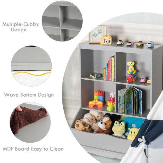 3-Tier Children's Multi-Functional Bookcase Toy Storage Bin Floor Cabinet-Gray at Set Shop and Smile