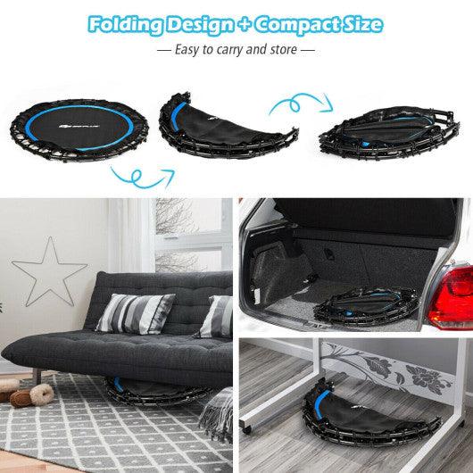 40 Inch Foldable Fitness Rebounder with Resistance Bands Adjustable Home-Blue at Set Shop and Smile