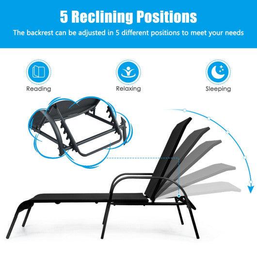 Adjustable Patio Chaise Folding Lounge Chair with Backrest-Black at Set Shop and Smile
