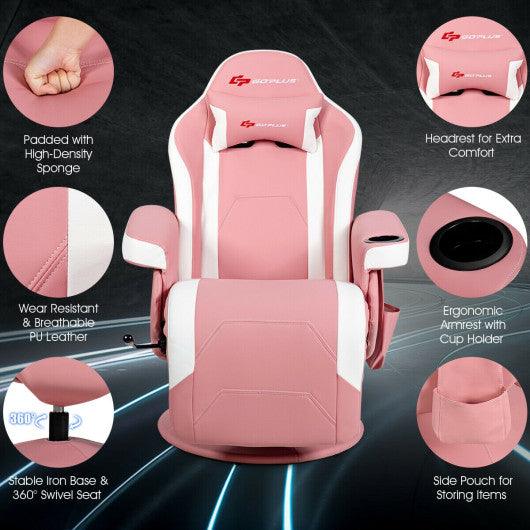 Ergonomic High Back Massage Gaming Chair with Pillow-Pink at Set Shop and Smile