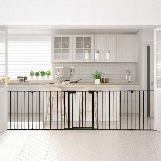 115 Inch Length 5 Panel Adjustable Wide Fireplace Fence-Black at Set Shop and Smile