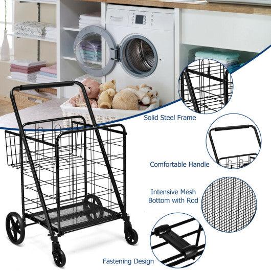 Heavy Duty Folding Utility Shopping Double Cart-Black at Set Shop and Smile