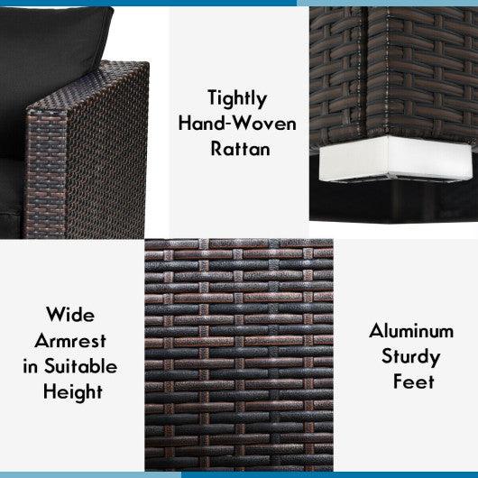 2PCS Patio Rattan Sectional Conversation Sofa Set-Black at Set Shop and Smile