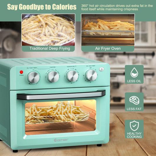 19 Qt Dehydrate Convection Air Fryer Toaster Oven with 5 Accessories-Green at Set Shop and Smile