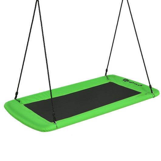60 Inches Platform Tree Swing Outdoor with 2 Hanging Straps-Green at Set Shop and Smile