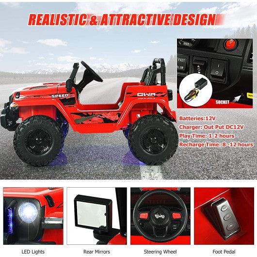 12V Kids Ride-on Jeep Car with 2.4 G Remote Control-Red at Set Shop and Smile