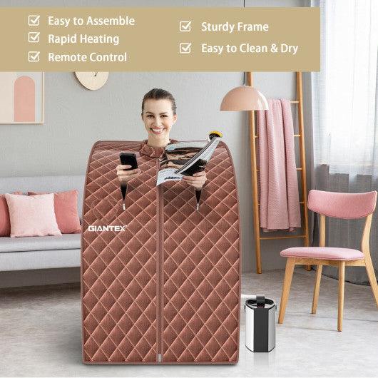Portable Personal Steam Sauna Spa with 3L Blast-proof Steamer Chair-Coffee at Set Shop and Smile