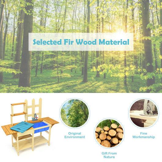 Kid's Outdoor Wooden Pretend Cook Kitchen Playset Toy at Set Shop and Smile