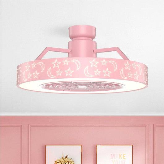 23 Inch Ceiling Fan with LED Light and Remote Control-Pink at Set Shop and Smile