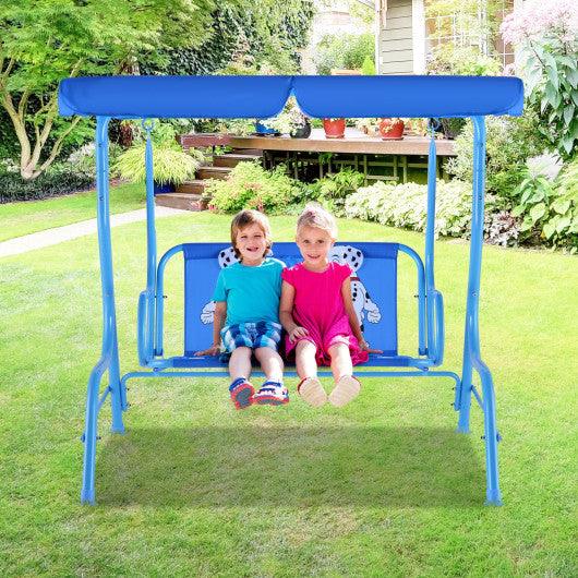 Outdoor Kids Patio Swing Bench with Canopy 2 Seats at Set Shop and Smile