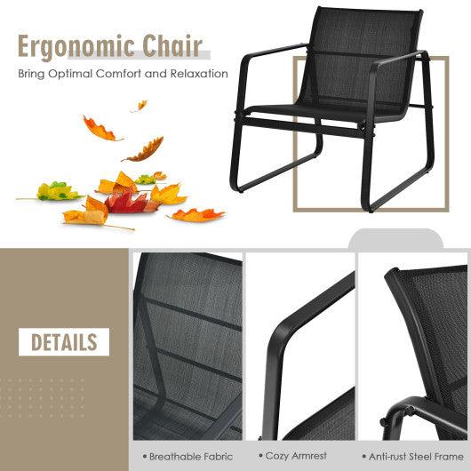 3 Pieces Patio Bistro Furniture Set with Glass Top Table Garden Deck-Black at Set Shop and Smile