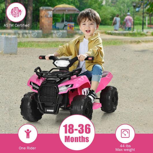 6V Kids ATV Quad Electric Ride On Car with LED Light and MP3-Pink at Set Shop and Smile