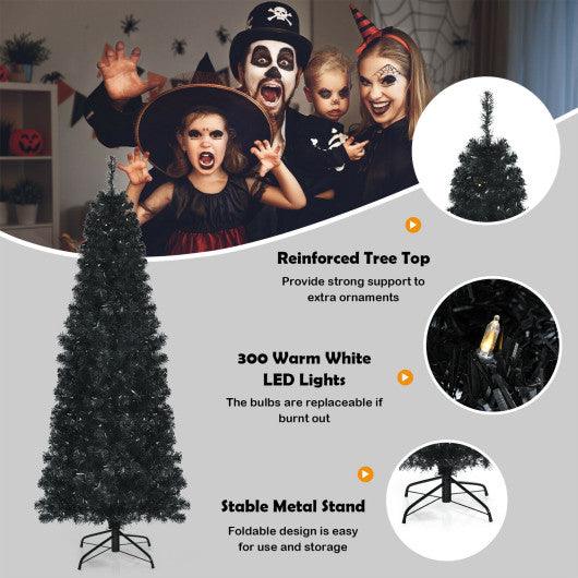 Pre-lit Christmas Halloween Tree with PVC Branch Tips and Warm White Lights-6 ft at Set Shop and Smile
