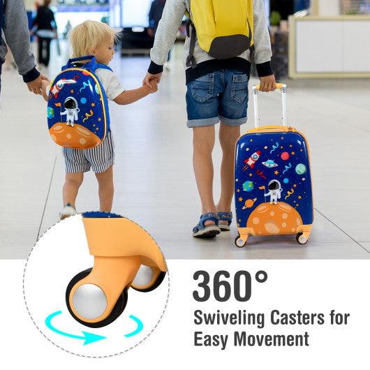 2PC Kids Luggage Set Rolling Suitcase & Backpack-Navy at Set Shop and Smile