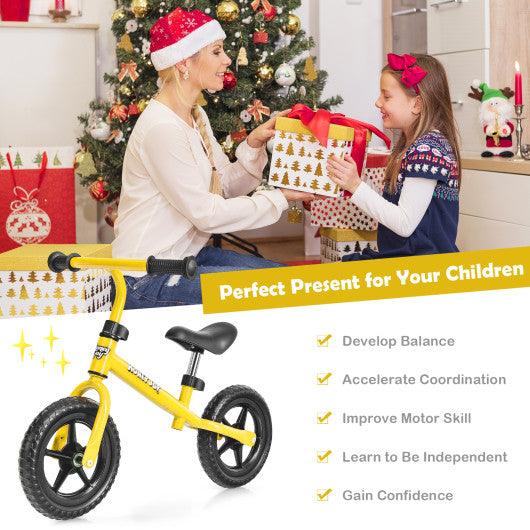 Kids No Pedal Balance Bike with Adjustable Handlebar and Seat-Yellow at Set Shop and Smile