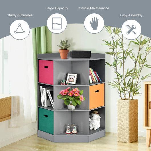 3-Tier Kids Storage Shelf Corner Cabinet with 3 Baskets-Gray at Set Shop and Smile