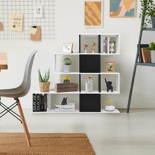5-Tier Bookshelf Corner Ladder Bookcase with Storage Rack-Black & White at Set Shop and Smile