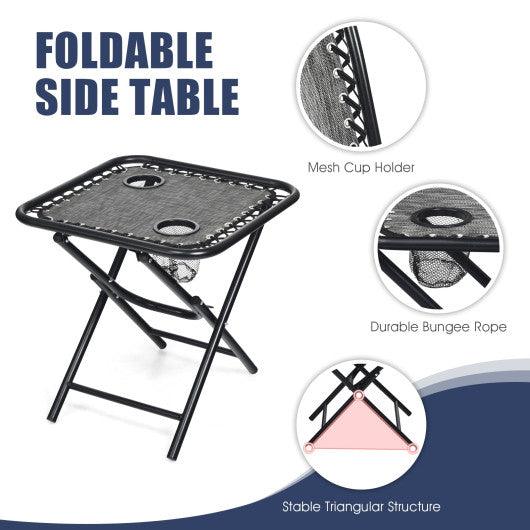 3 Pieces Folding Portable Zero Gravity Reclining Lounge Chairs Table Set-Gray at Set Shop and Smile