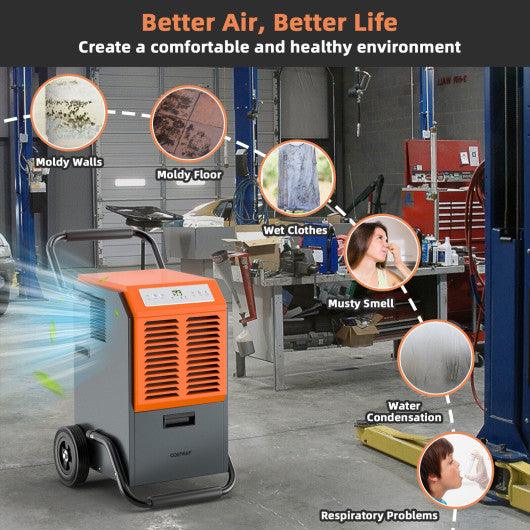 Portable Commercial Dehumidifier with Water Tank and Drainage Pipe-Gray at Set Shop and Smile