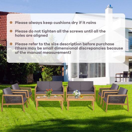 4 Pieces Patio Rattan Furniture Set with Removable Cushions-Gray at Set Shop and Smile