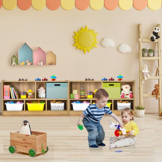 Kids 2-Shelf Bookcase 5-Cube Wood Toy Storage Cabinet Organizer-Natural at Set Shop and Smile