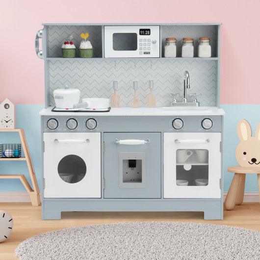 Pretend Play Kitchen Wooden Toy Set for Kids with Realistic Light and Sound at Set Shop and Smile