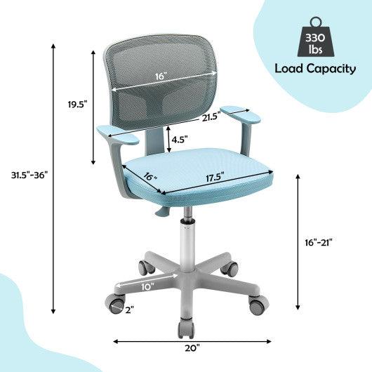 Adjustable Desk Chair with Auto Brake Casters for Kids-Blue at Set Shop and Smile