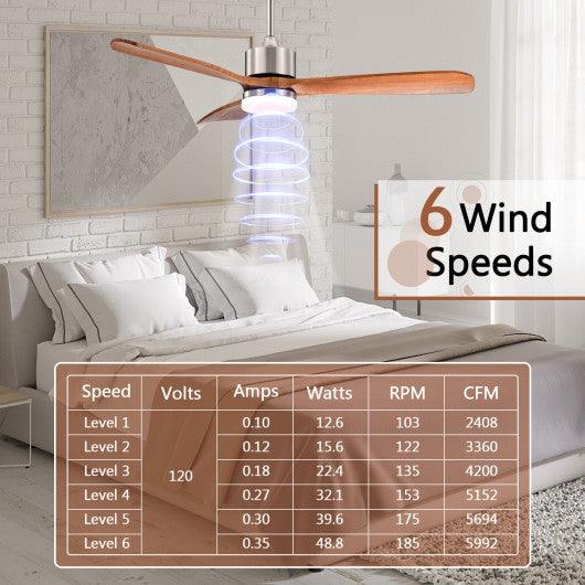 52 Inch Reversible Ceiling Fan with LED Light and Adjustable Temperature-Silver at Set Shop and Smile