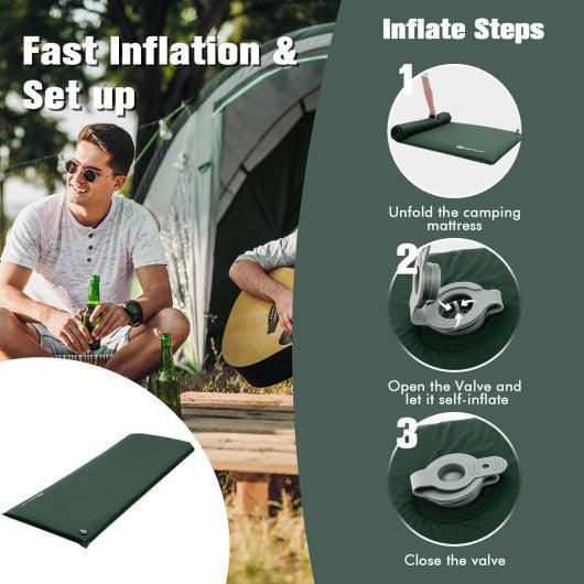 Self-inflating Lightweight Folding Foam Sleeping Cot with Storage bag-Green at Set Shop and Smile