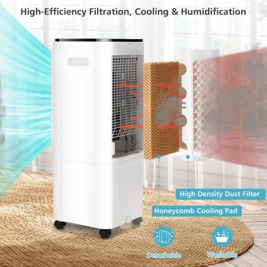 4-in-1 Evaporative Air Cooler with 12L Water Tank and 4 Ice Boxes-White at Set Shop and Smile