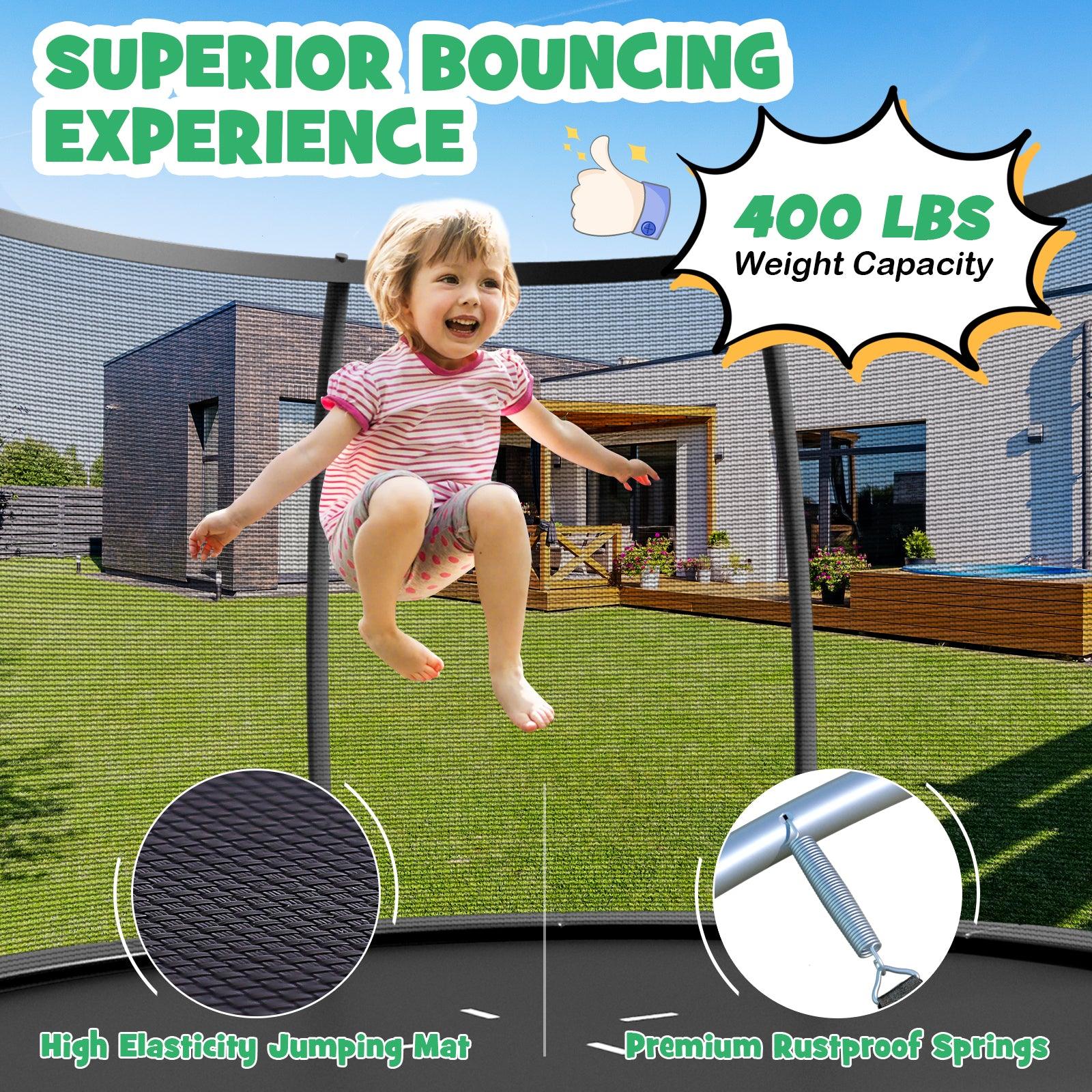 8 Feet ASTM Approved Recreational Trampoline with Ladder-Black at Set Shop and Smile