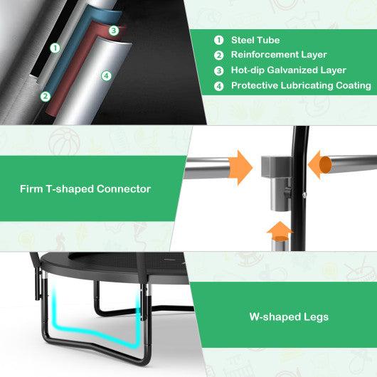 8 Feet ASTM Approved Recreational Trampoline with Ladder-Black at Set Shop and Smile