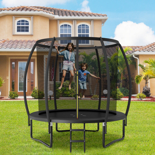 8 Feet ASTM Approved Recreational Trampoline with Ladder-Black - Set Shop and Smile