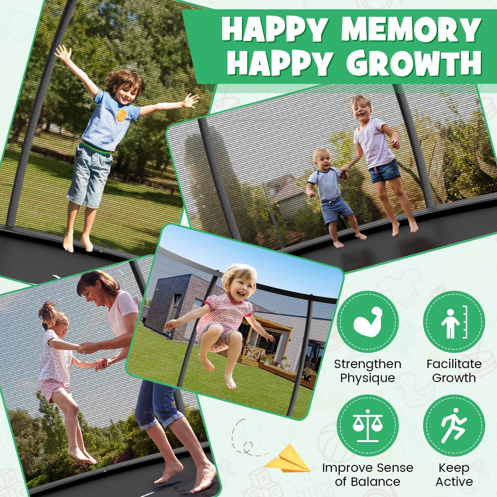 8 Feet ASTM Approved Recreational Trampoline with Ladder-Black at Set Shop and Smile