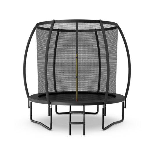 8 Feet ASTM Approved Recreational Trampoline with Ladder-Black at Set Shop and Smile