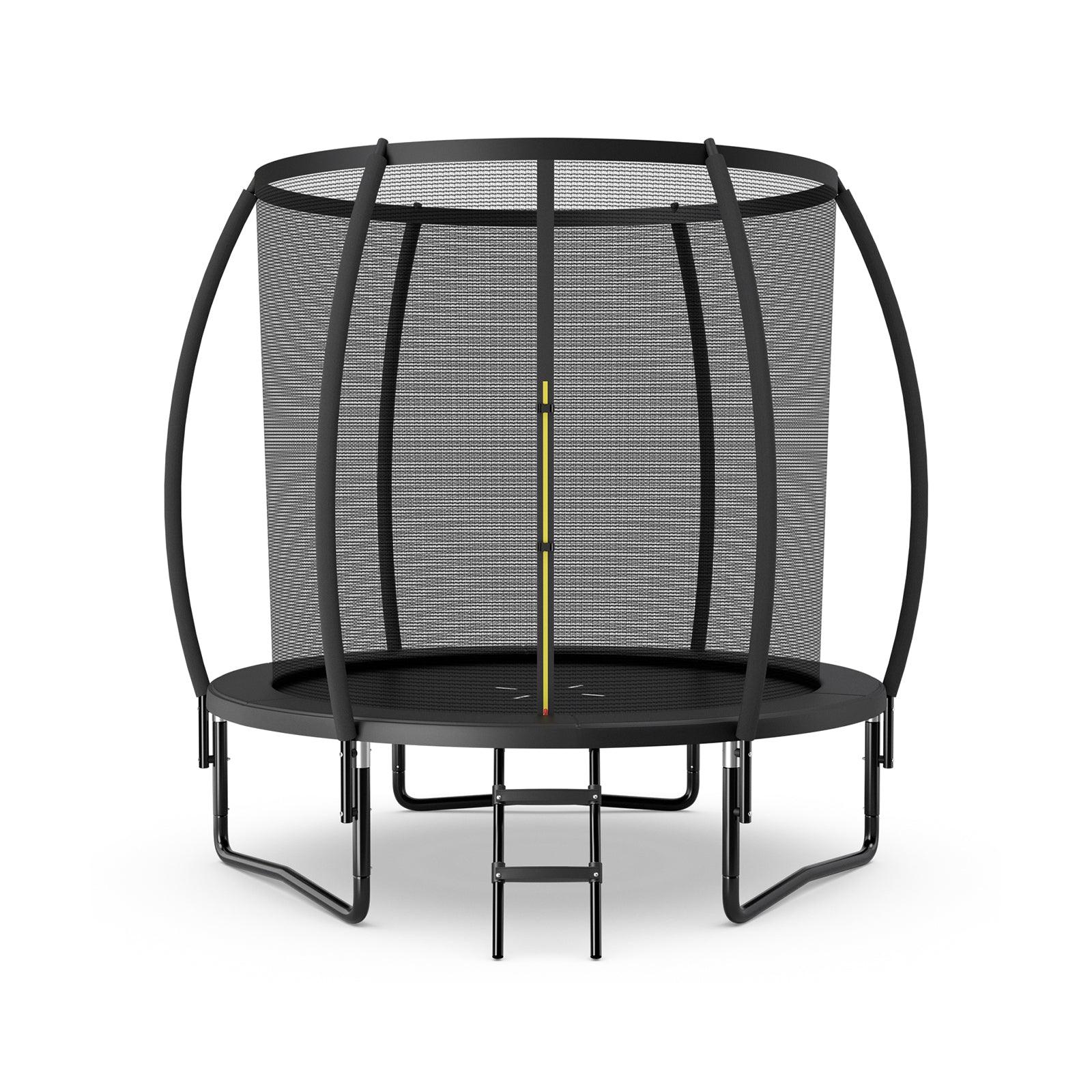 8 Feet ASTM Approved Recreational Trampoline with Ladder-Black at Set Shop and Smile