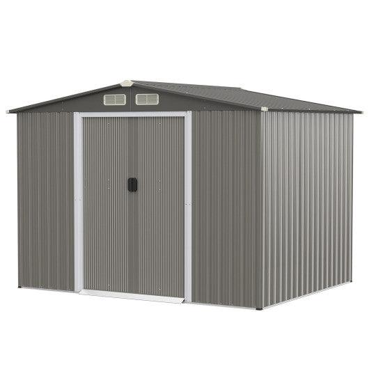 8 x 6 Feet Galvanized Steel Storage Shed for Garden Yard-Gray at Set Shop and Smile