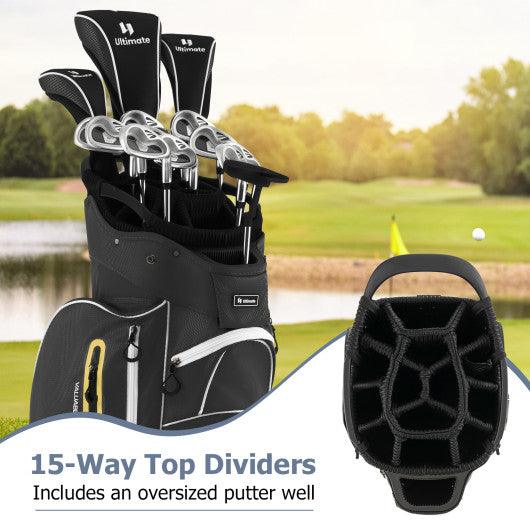 9.5 Inch Lightweight Golf Cart Bag with 15 Way Top Dividers-Black at Set Shop and Smile