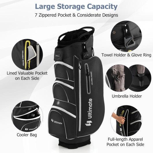 9.5 Inch Lightweight Golf Cart Bag with 15 Way Top Dividers-Black at Set Shop and Smile
