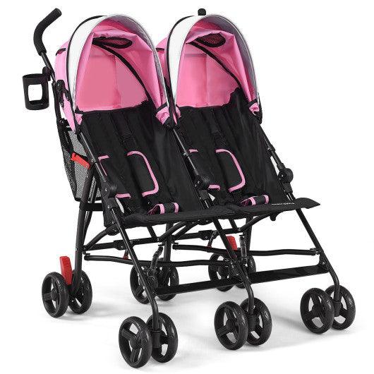 Foldable Twin Baby Double Stroller Ultralight Umbrella Kids Stroller-Pink at Set Shop and Smile