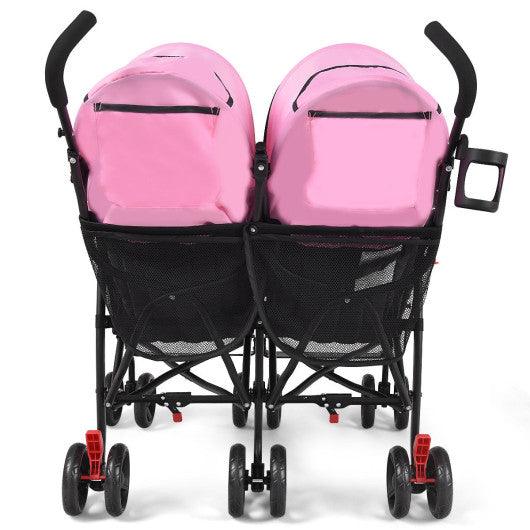 Foldable Twin Baby Double Stroller Ultralight Umbrella Kids Stroller-Pink at Set Shop and Smile