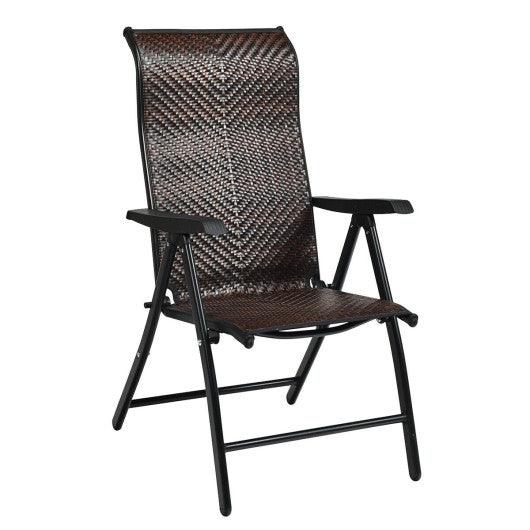 Patio Rattan Folding Chair with Armrest at Set Shop and Smile