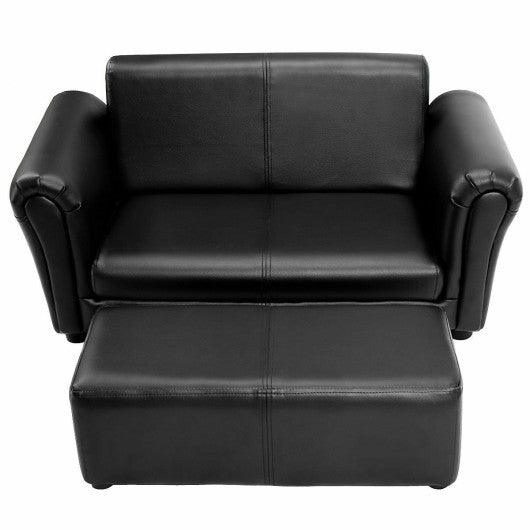 Black/White Kids Double Sofa with Ottoman-Black at Set Shop and Smile